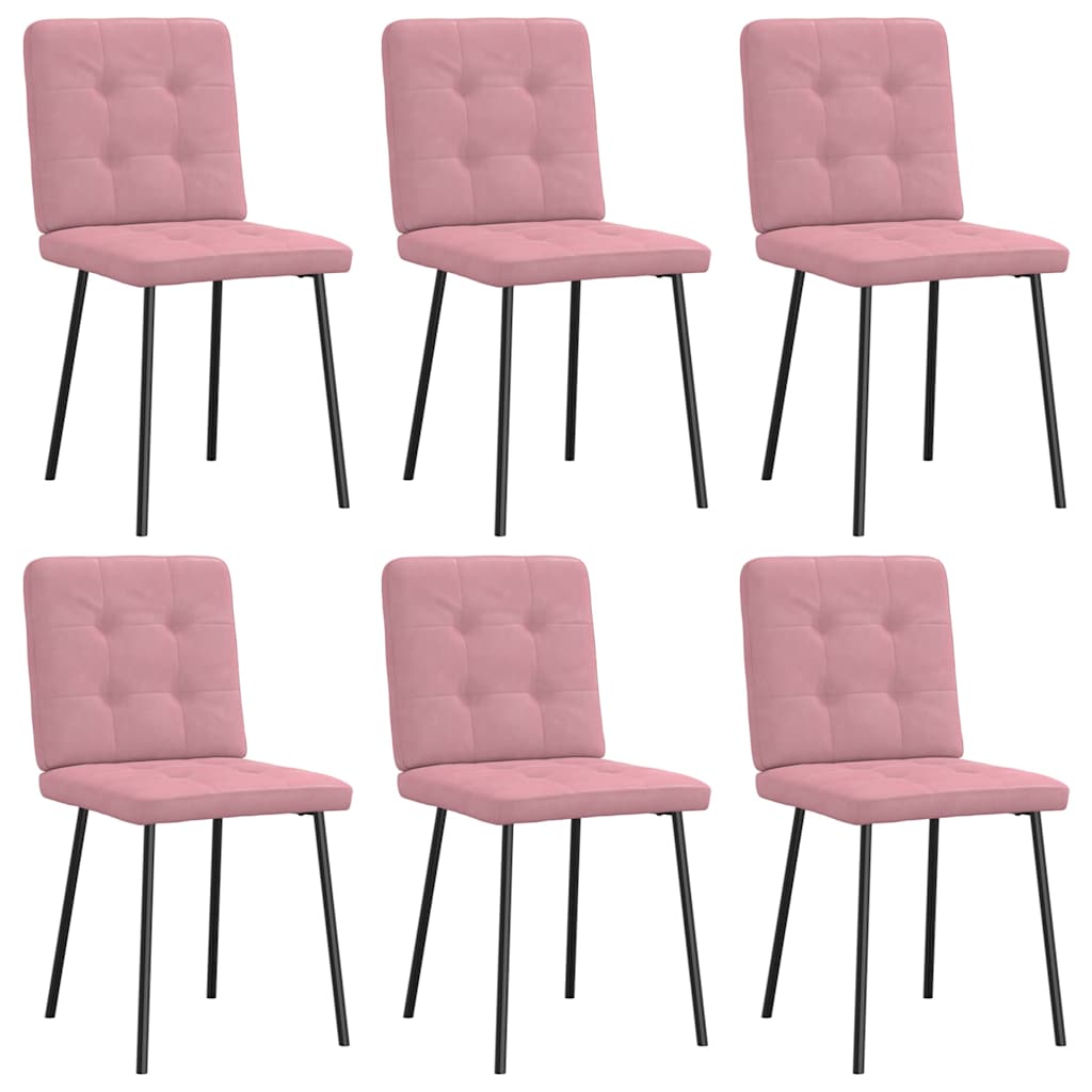 Chaises à manger lot de 6 rose velours Chaises de cuisine vidaXL