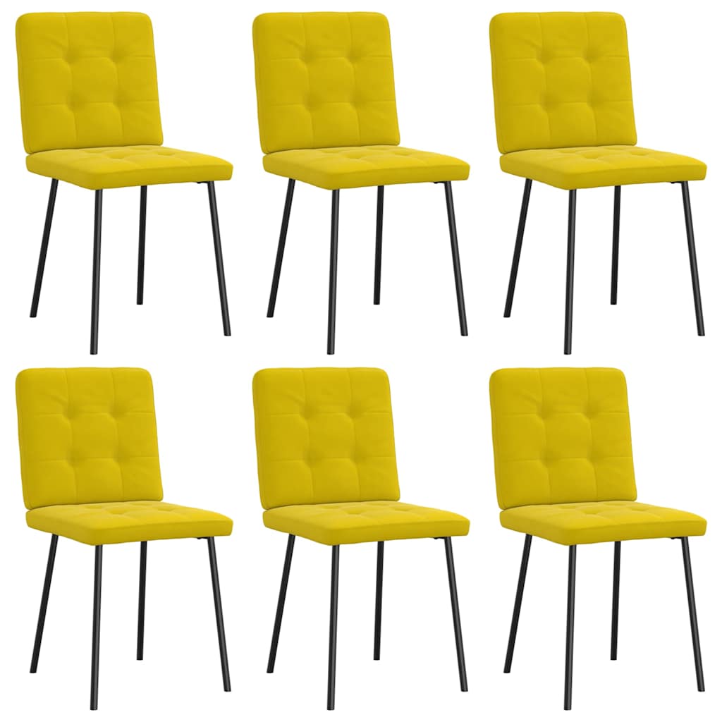 Chaises à manger lot de 6 jaune velours Chaises de cuisine vidaXL