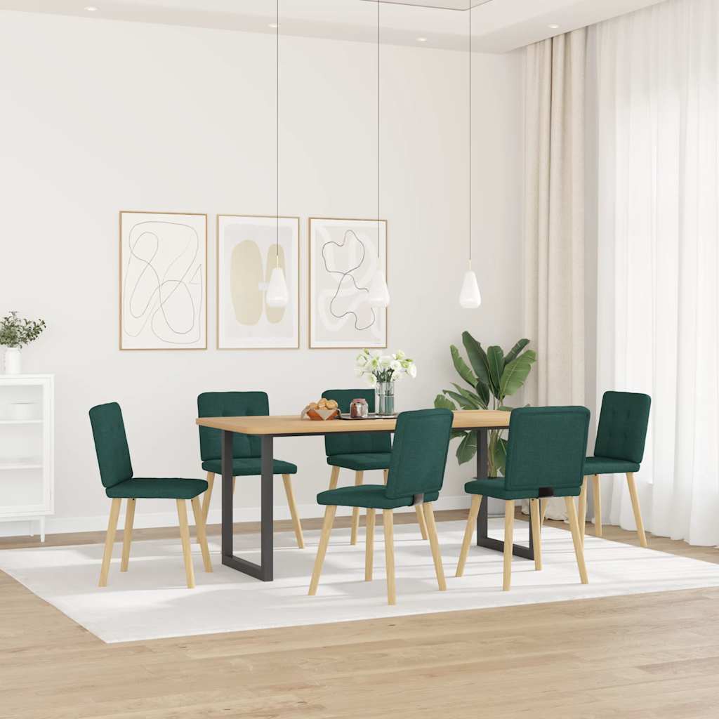 Chaises à manger lot de 6 vert foncé tissu Chaises de cuisine vidaXL