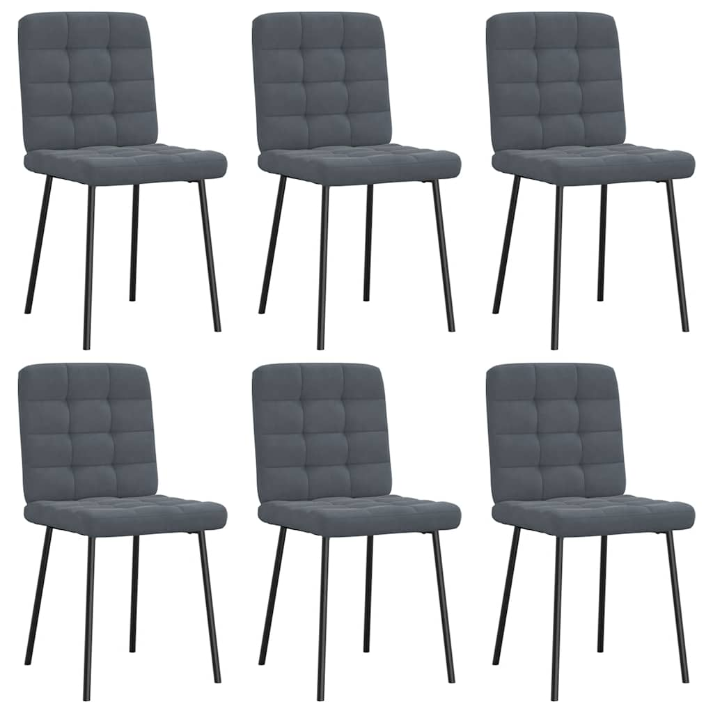 Chaises à manger lot de 6 gris foncé velours Chaises de cuisine vidaXL