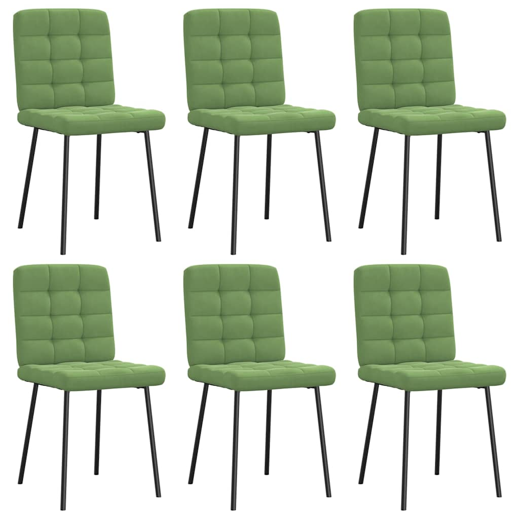 Chaises à manger lot de 6 vert clair velours Chaises de cuisine vidaXL