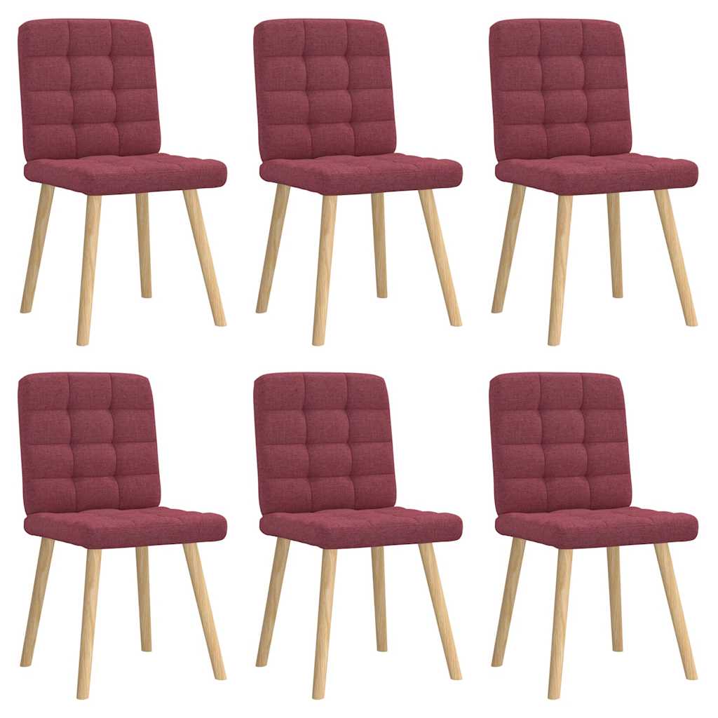 Chaises à manger lot de 6 rouge bordeaux tissu Chaises de cuisine vidaXL