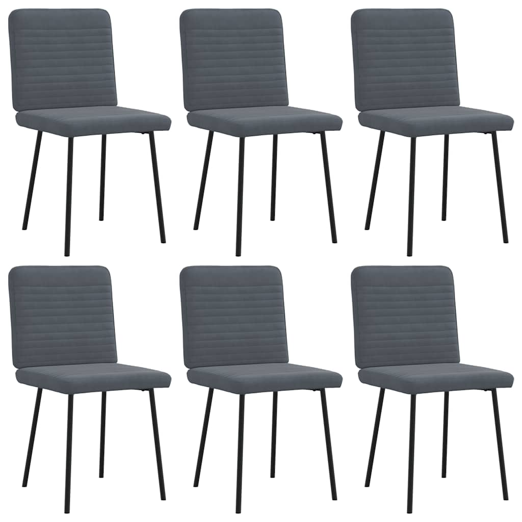 Chaises à manger lot de 6 gris foncé velours Chaises de cuisine vidaXL