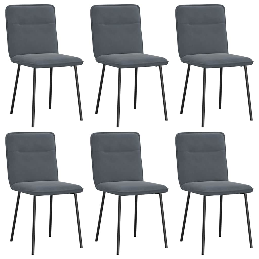 Chaises à manger lot de 6 gris foncé velours Chaises de cuisine vidaXL