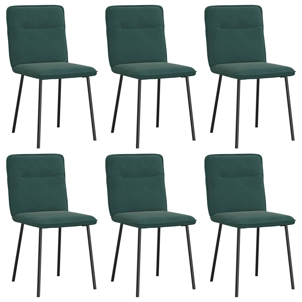 Chaises à manger lot de 6 vert foncé velours Chaises de cuisine vidaXL