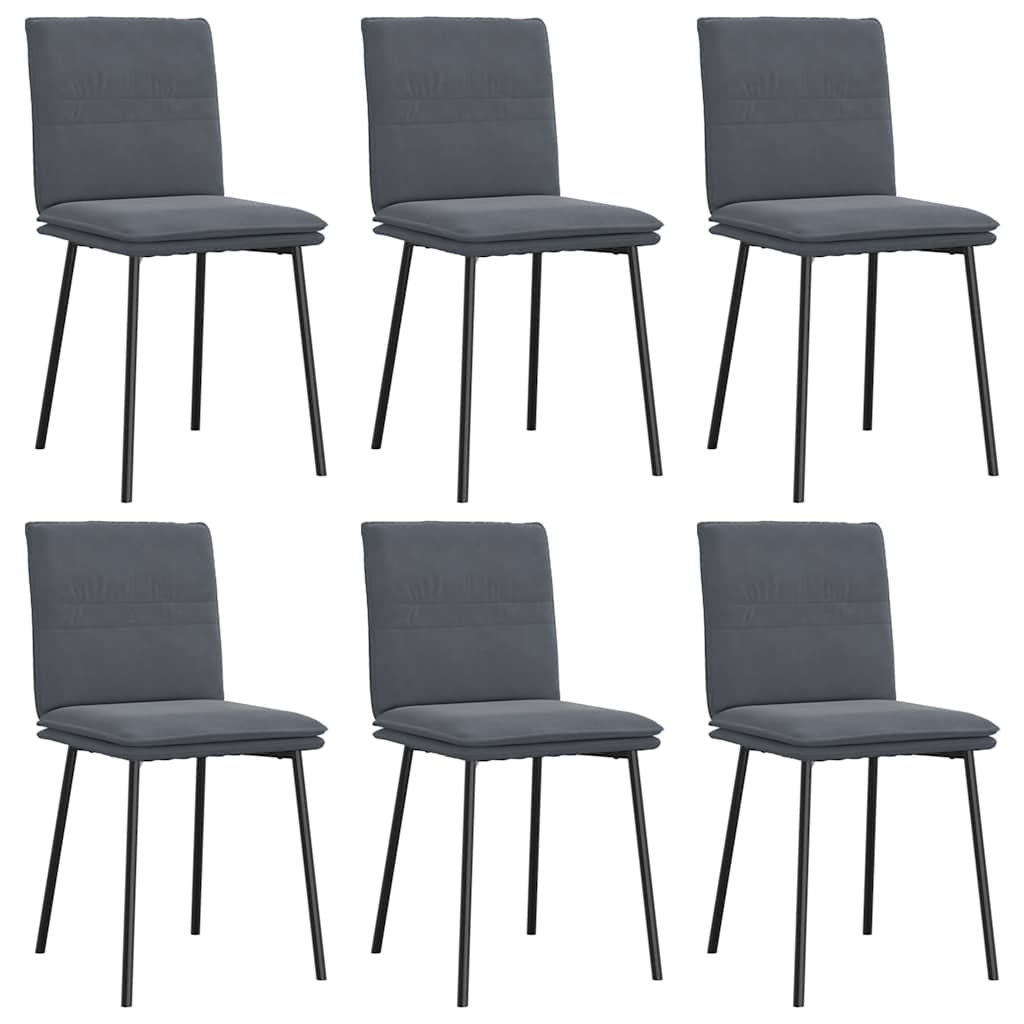 Chaises à manger lot de 6 gris foncé velours Chaises de cuisine vidaXL