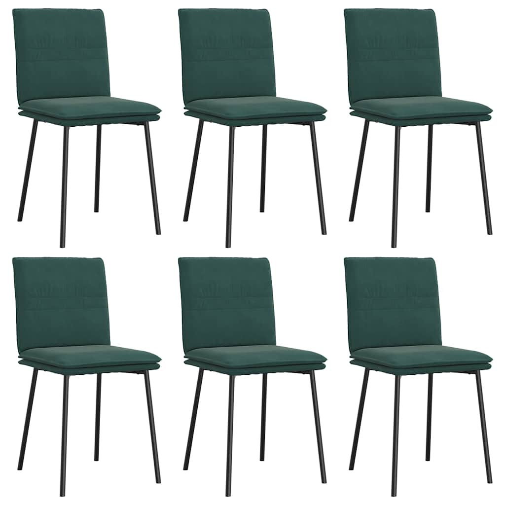 Chaises à manger lot de 6 vert foncé velours Chaises de cuisine vidaXL