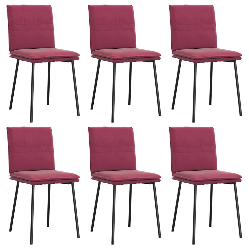 Chaises à manger lot de 6 rouge bordeaux velours Chaises de cuisine vidaXL