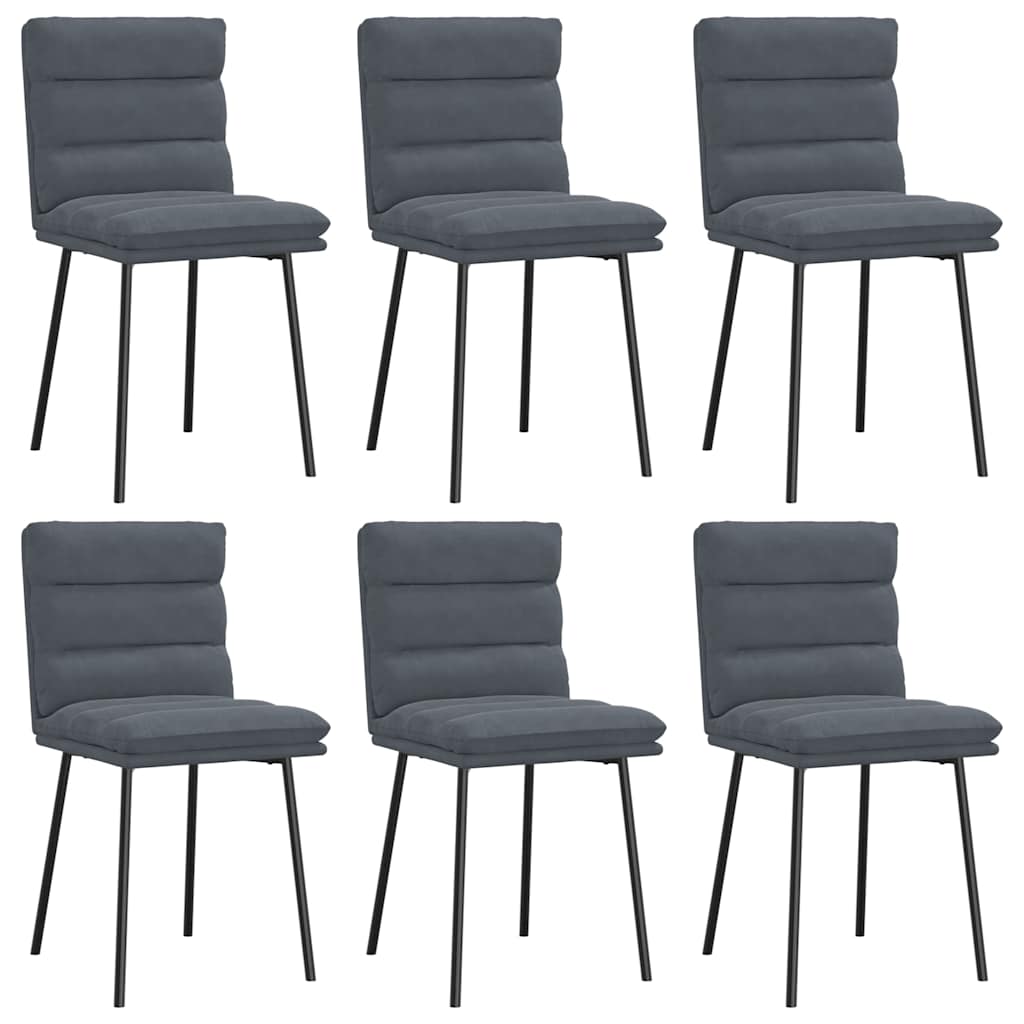 Chaises à manger lot de 6 gris foncé velours Chaises de cuisine vidaXL