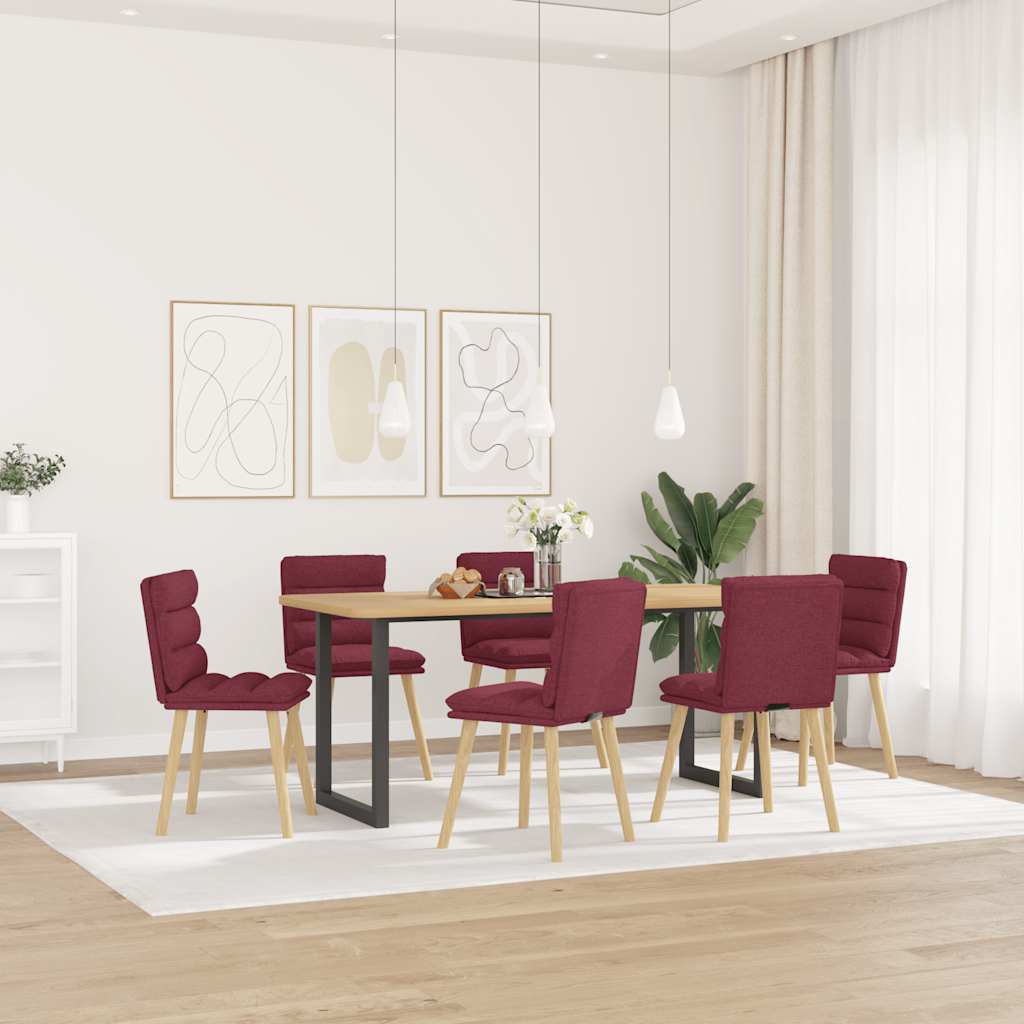 Chaises à manger lot de 6 rouge bordeaux tissu Chaises de cuisine vidaXL