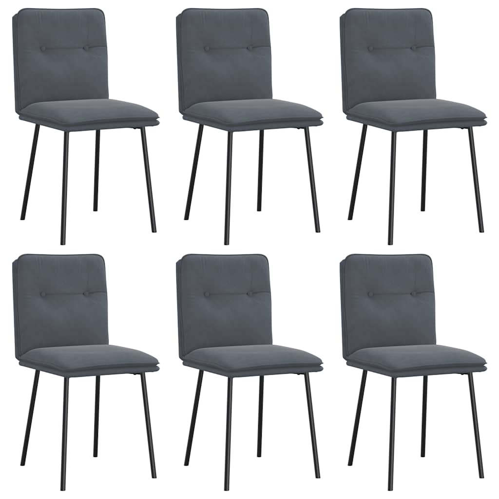 Chaises à manger lot de 6 gris foncé velours Chaises de cuisine vidaXL