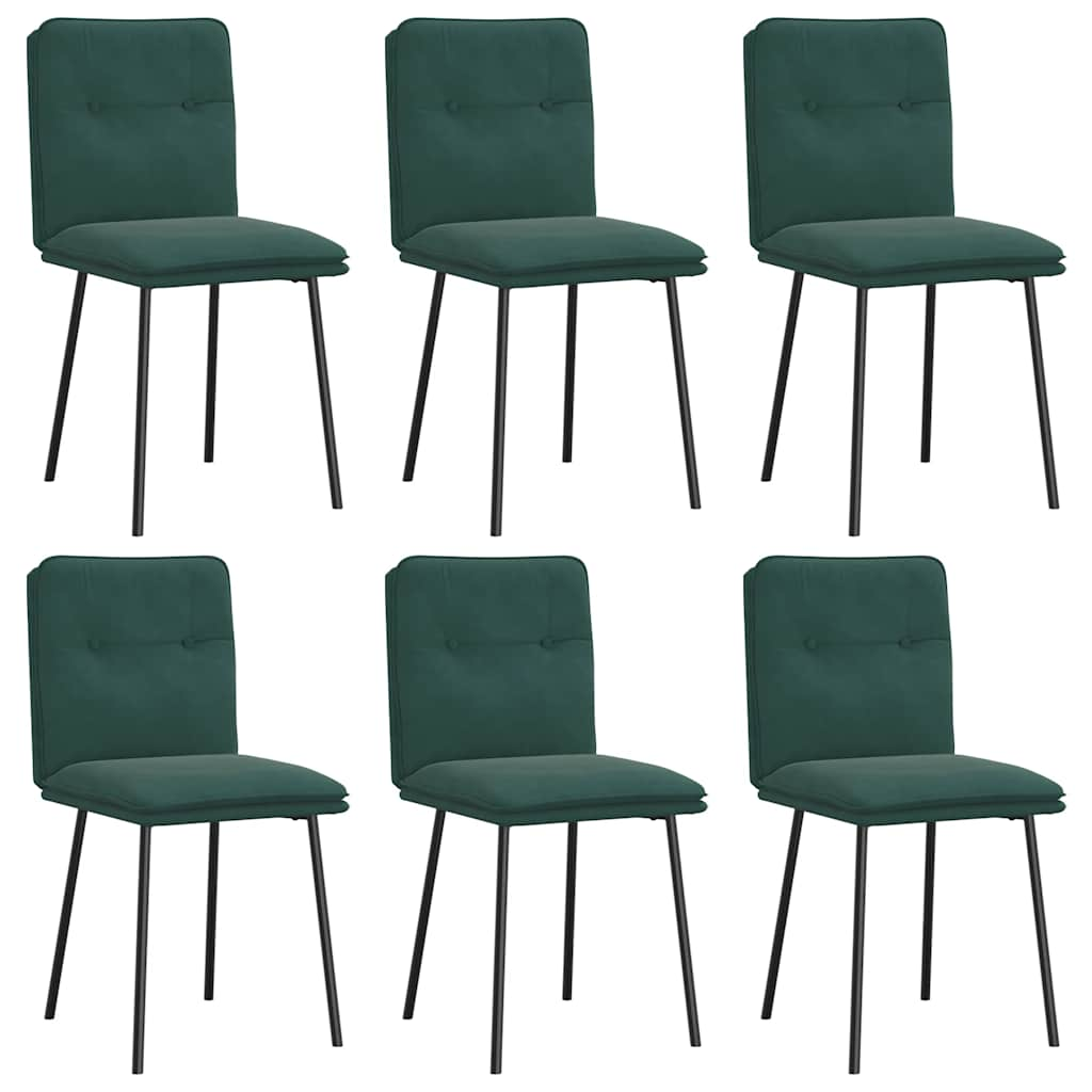 Chaises à manger lot de 6 vert foncé velours Chaises de cuisine vidaXL