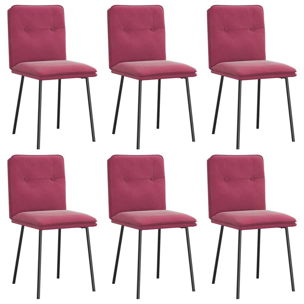 Chaises à manger lot de 6 rouge bordeaux velours Chaises de cuisine vidaXL