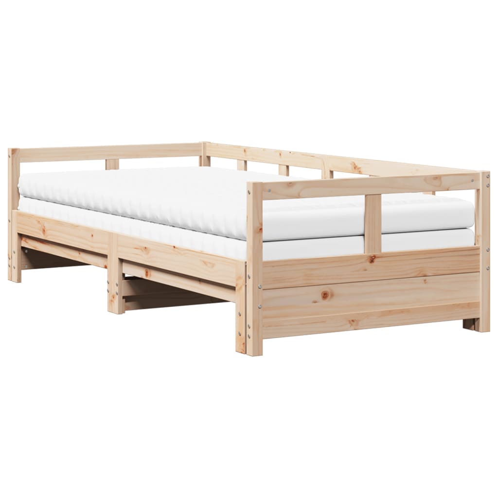 Lit de jour et lit gigogne et matelas 80x200 cm bois pin massif Lits & cadres de lit vidaXL   