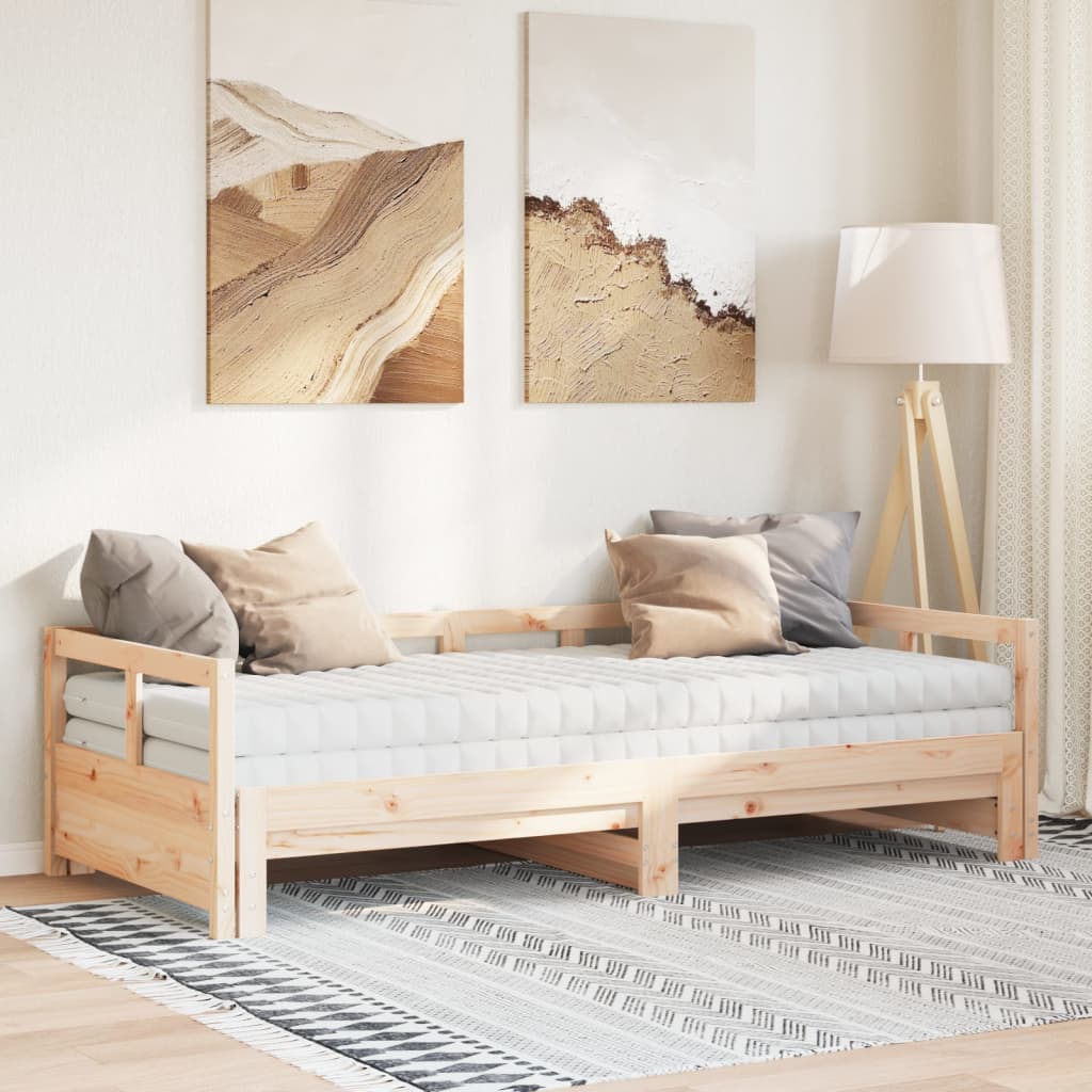 Lit de jour et lit gigogne et matelas 80x200 cm bois pin massif Lits & cadres de lit vidaXL   