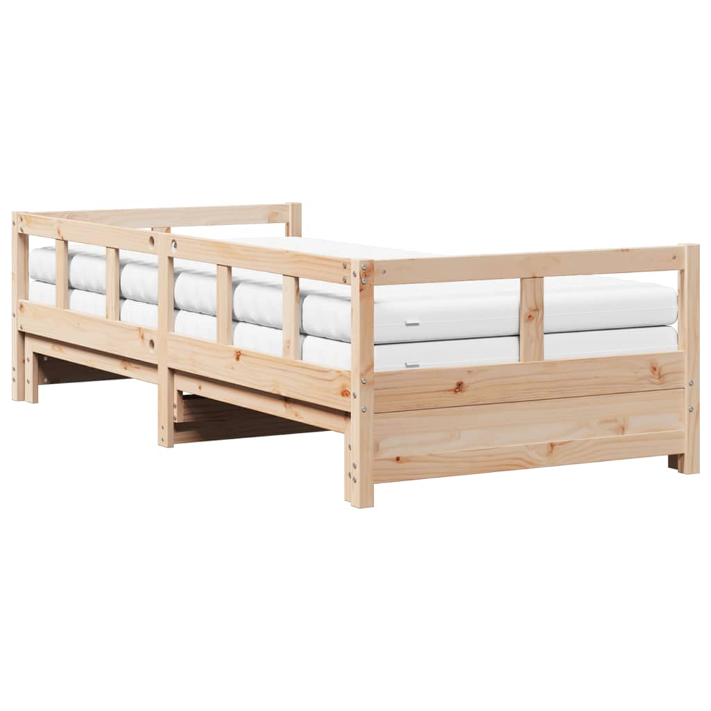 Lit de jour et lit gigogne et matelas 80x200 cm bois pin massif Lits & cadres de lit vidaXL   