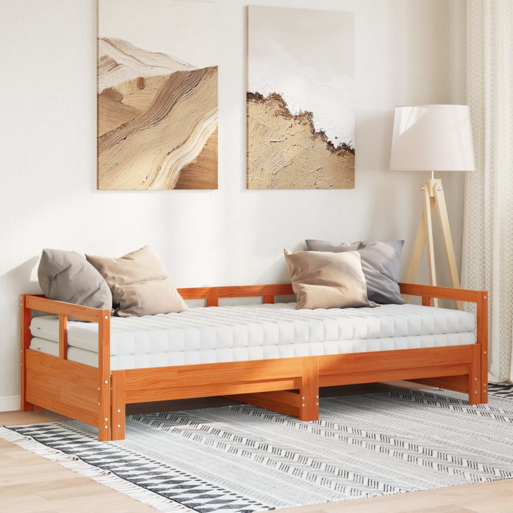 Lit de jour et lit gigogne et matelas 80x200 cm bois pin massif Lits & cadres de lit vidaXL   