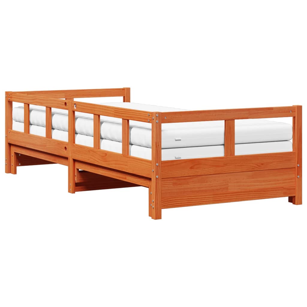 Lit de jour et lit gigogne et matelas 80x200 cm bois pin massif Lits & cadres de lit vidaXL   