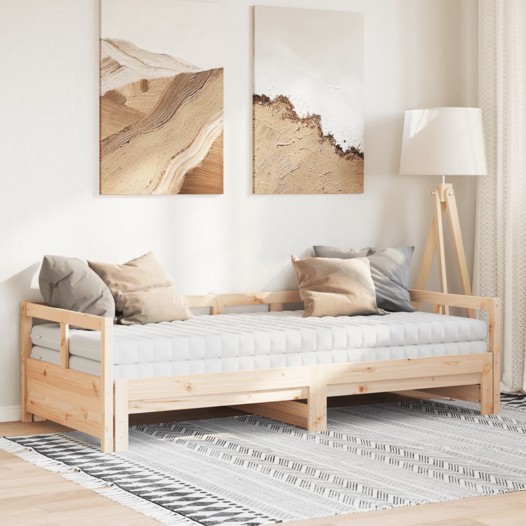 Lit de jour et lit gigogne et matelas 90x200 cm bois pin massif Lits & cadres de lit vidaXL   