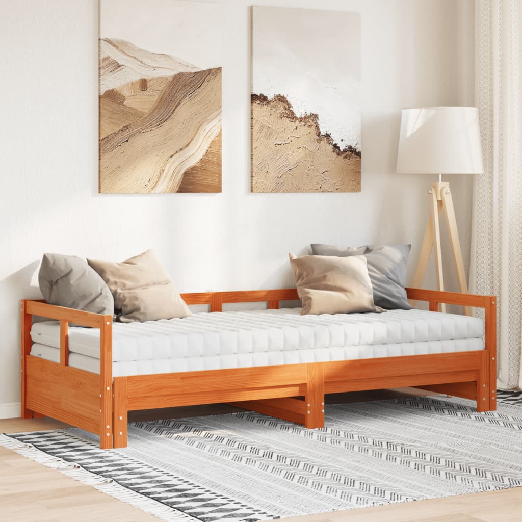 Lit de jour et lit gigogne et matelas 90x200 cm bois pin massif Lits & cadres de lit vidaXL   