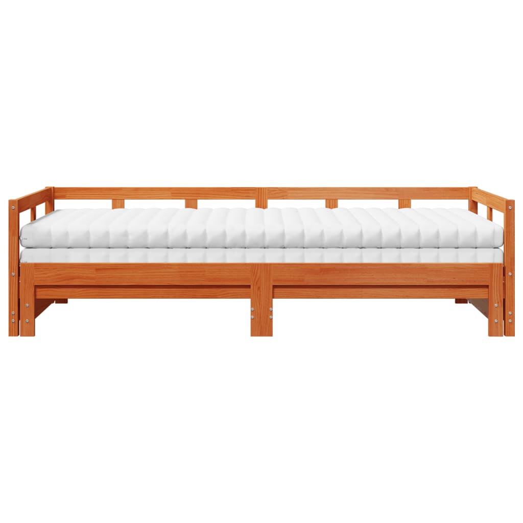 Lit de jour et lit gigogne et matelas 90x200 cm bois pin massif Lits & cadres de lit vidaXL   