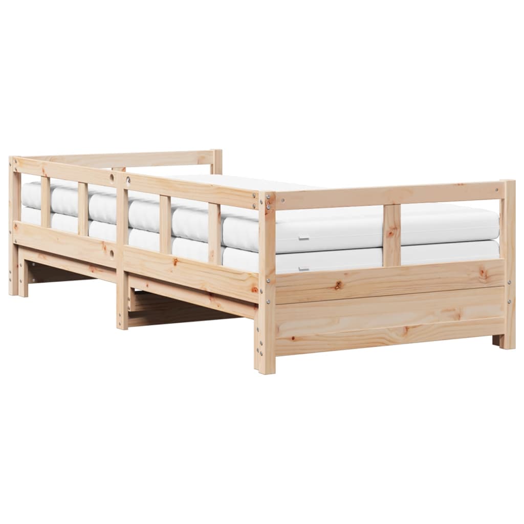 Lit de jour et lit gigogne et matelas 90x190 cm bois pin massif Lits & cadres de lit vidaXL   