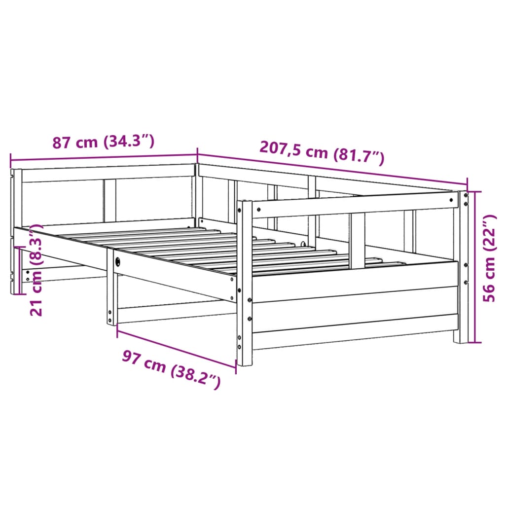 Lit de jour avec matelas 80x200 cm bois de pin massif Lits & cadres de lit vidaXL   