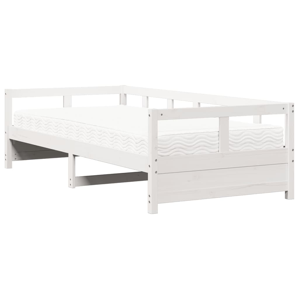 Lit de jour avec matelas blanc 80x200 cm bois de pin massif Lits & cadres de lit vidaXL   