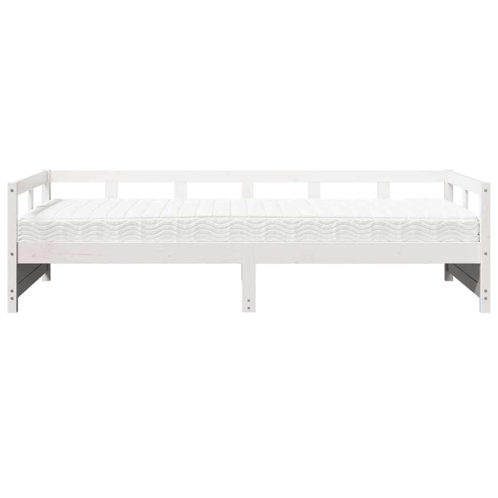 Lit de jour avec matelas blanc 80x200 cm bois de pin massif Lits & cadres de lit vidaXL   