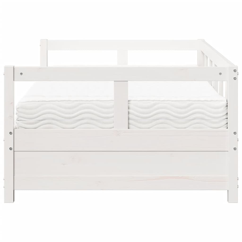 Lit de jour avec matelas blanc 80x200 cm bois de pin massif Lits & cadres de lit vidaXL   