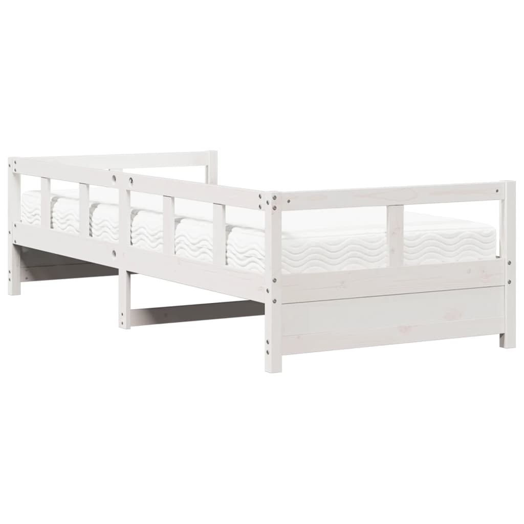 Lit de jour avec matelas blanc 80x200 cm bois de pin massif Lits & cadres de lit vidaXL   