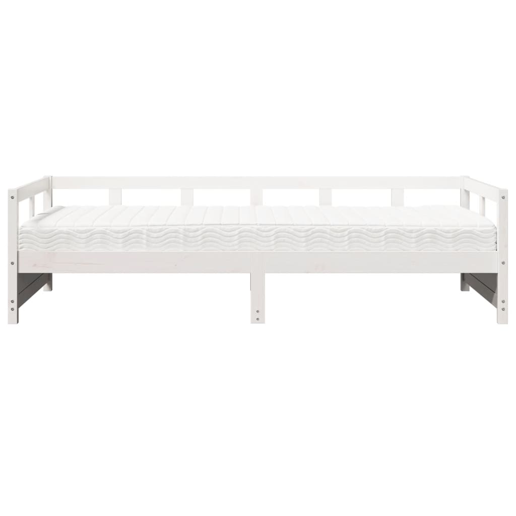 Lit de jour avec matelas blanc 90x200 cm bois de pin massif Lits & cadres de lit vidaXL   