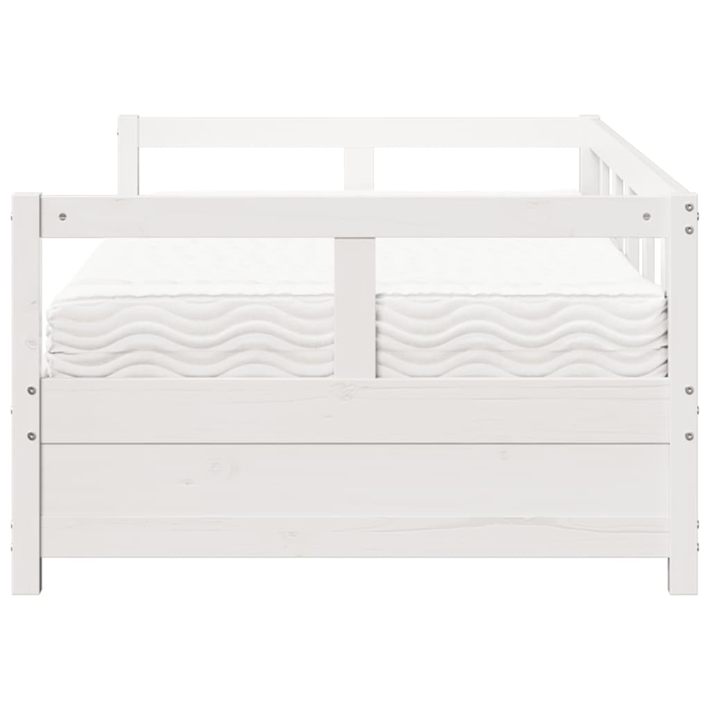 Lit de jour avec matelas blanc 90x200 cm bois de pin massif Lits & cadres de lit vidaXL   