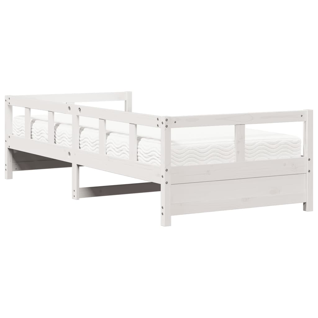 Lit de jour avec matelas blanc 90x200 cm bois de pin massif Lits & cadres de lit vidaXL   