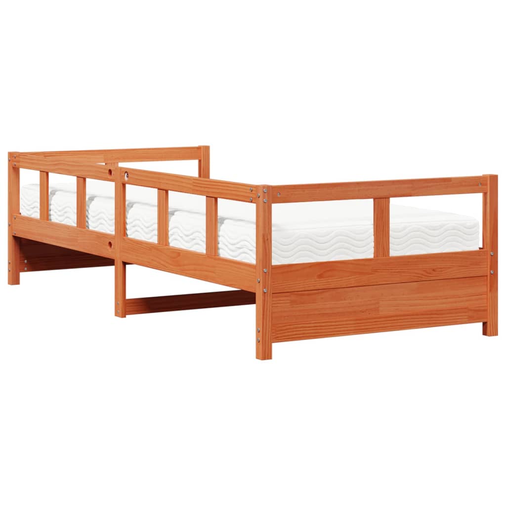 Lit de jour avec matelas cire marron 90x200 cm bois pin massif Lits & cadres de lit vidaXL   