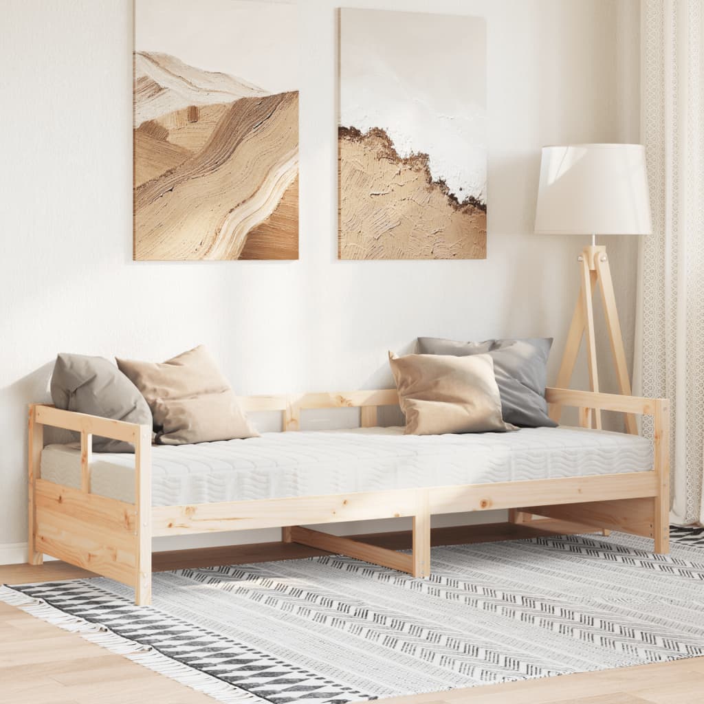 Lit de jour avec matelas 90x190 cm bois de pin massif Lits & cadres de lit vidaXL   