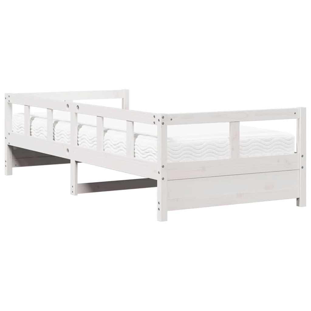 Lit de jour avec matelas blanc 90x190 cm bois de pin massif Lits & cadres de lit vidaXL   