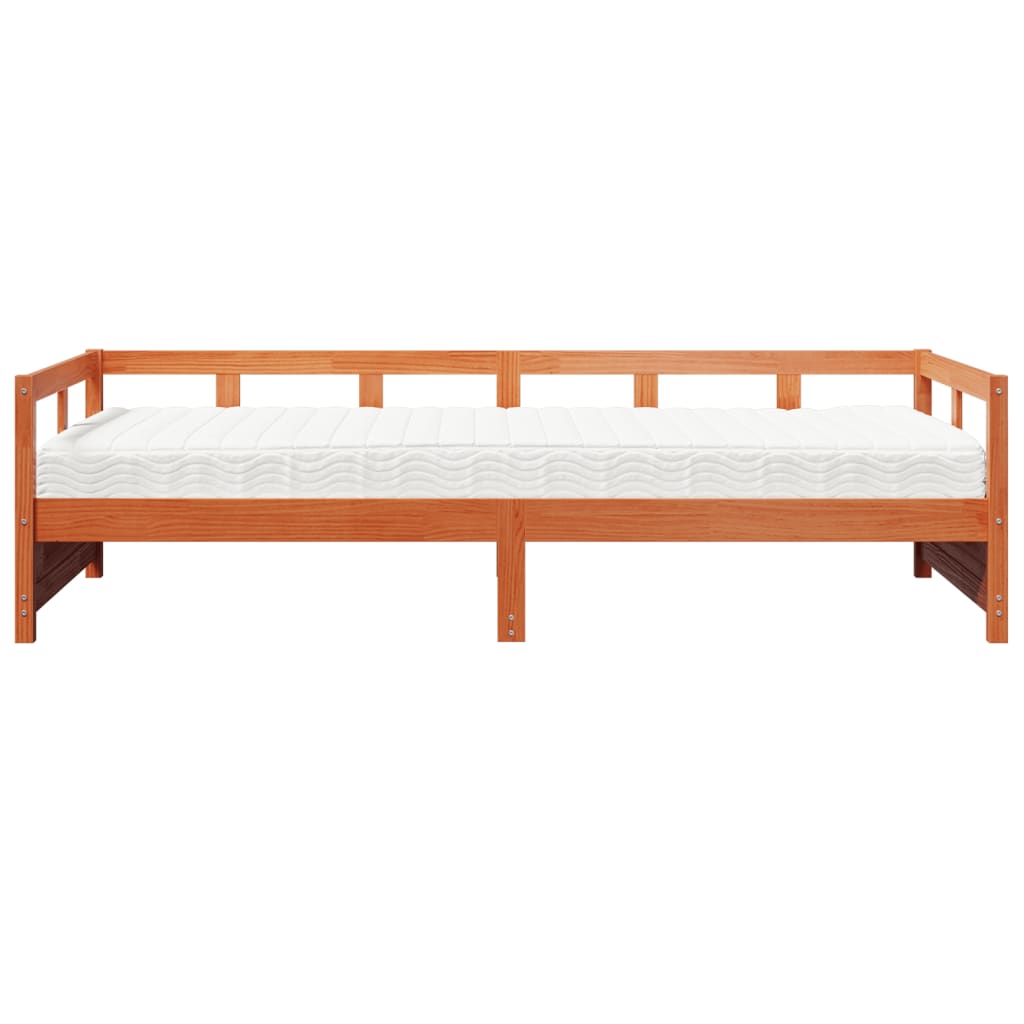 Lit de jour avec matelas cire marron 90x190 cm bois pin massif Lits & cadres de lit vidaXL   