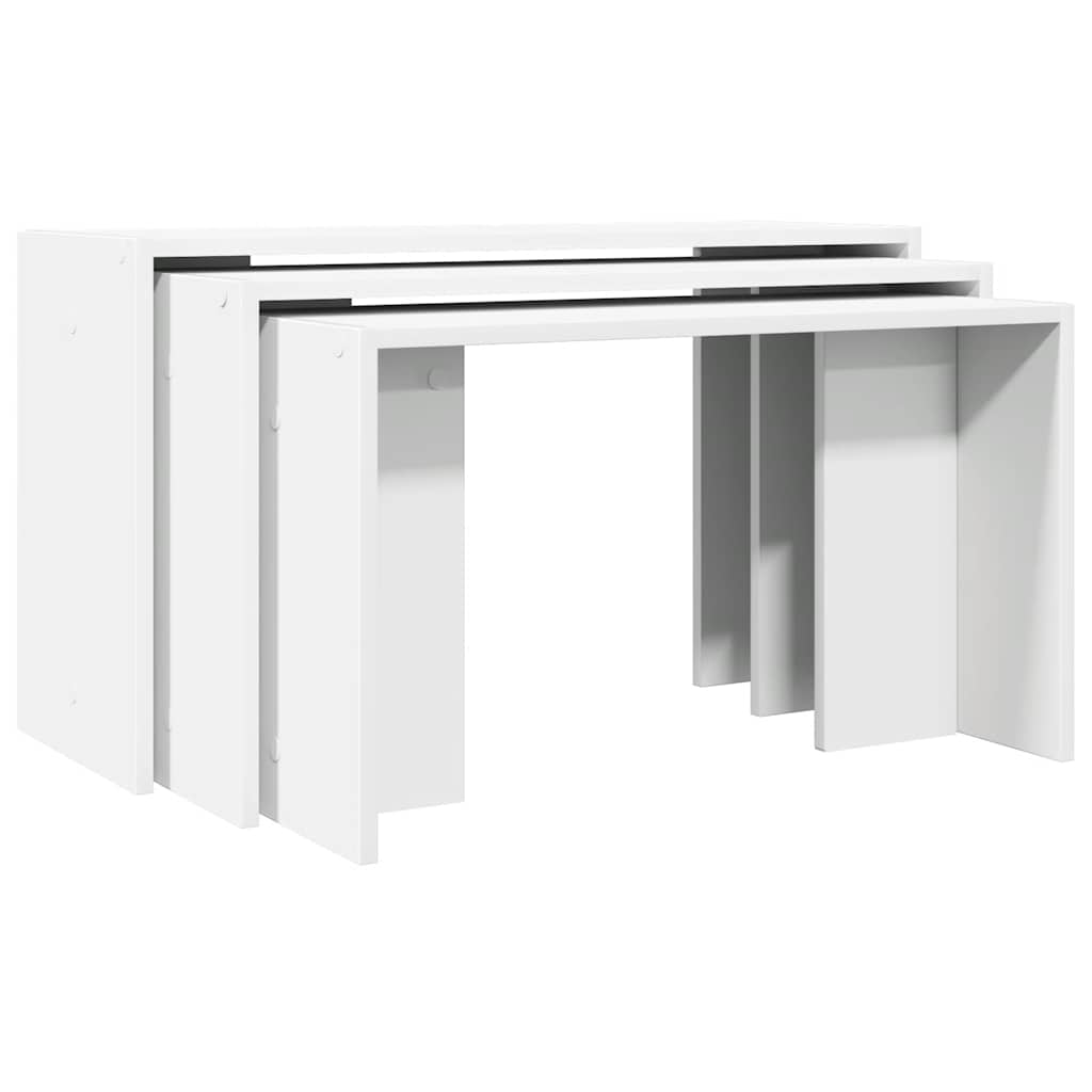 Tables gigognes 3 pcs blanc bois d'ingénierie Tables d'appoint vidaXL   