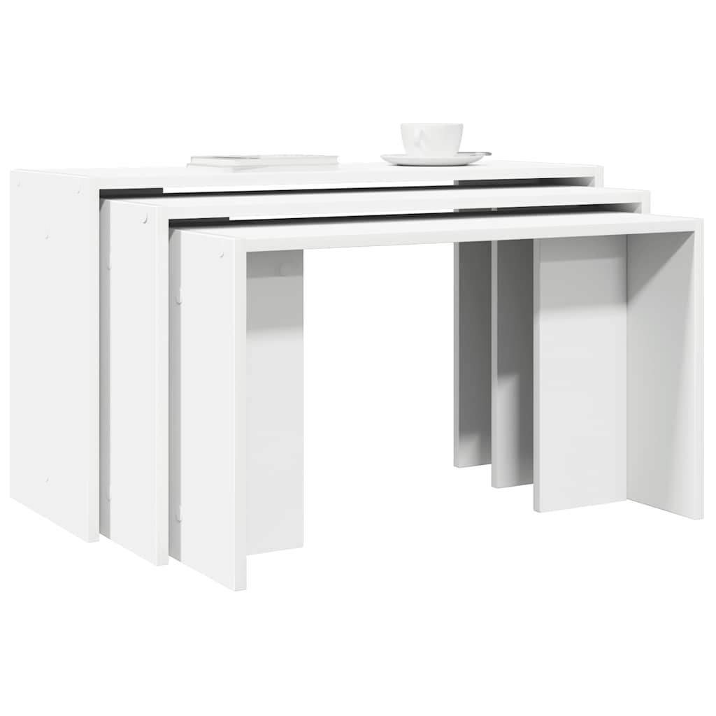 Tables gigognes 3 pcs blanc bois d'ingénierie Tables d'appoint vidaXL   