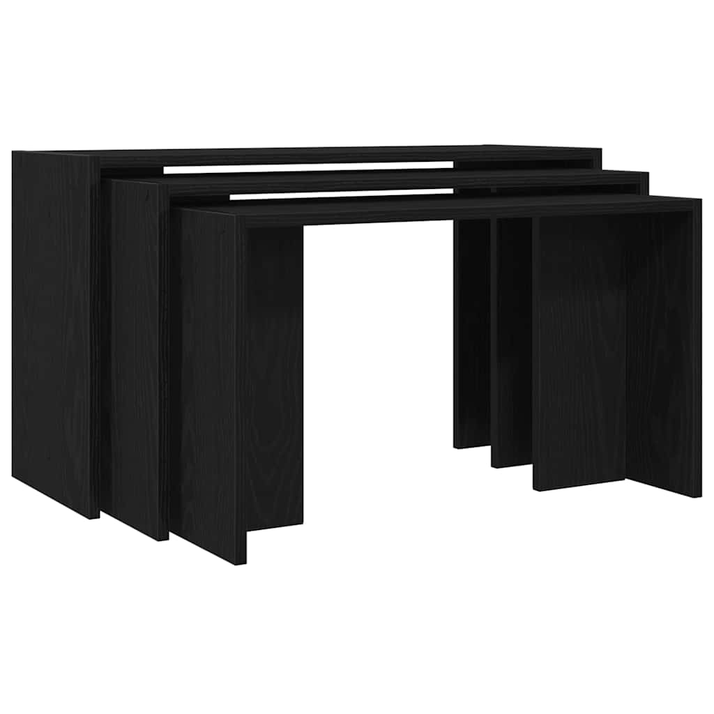 Tables gigognes 3 pcs noir bois d'ingénierie Tables d'appoint vidaXL   