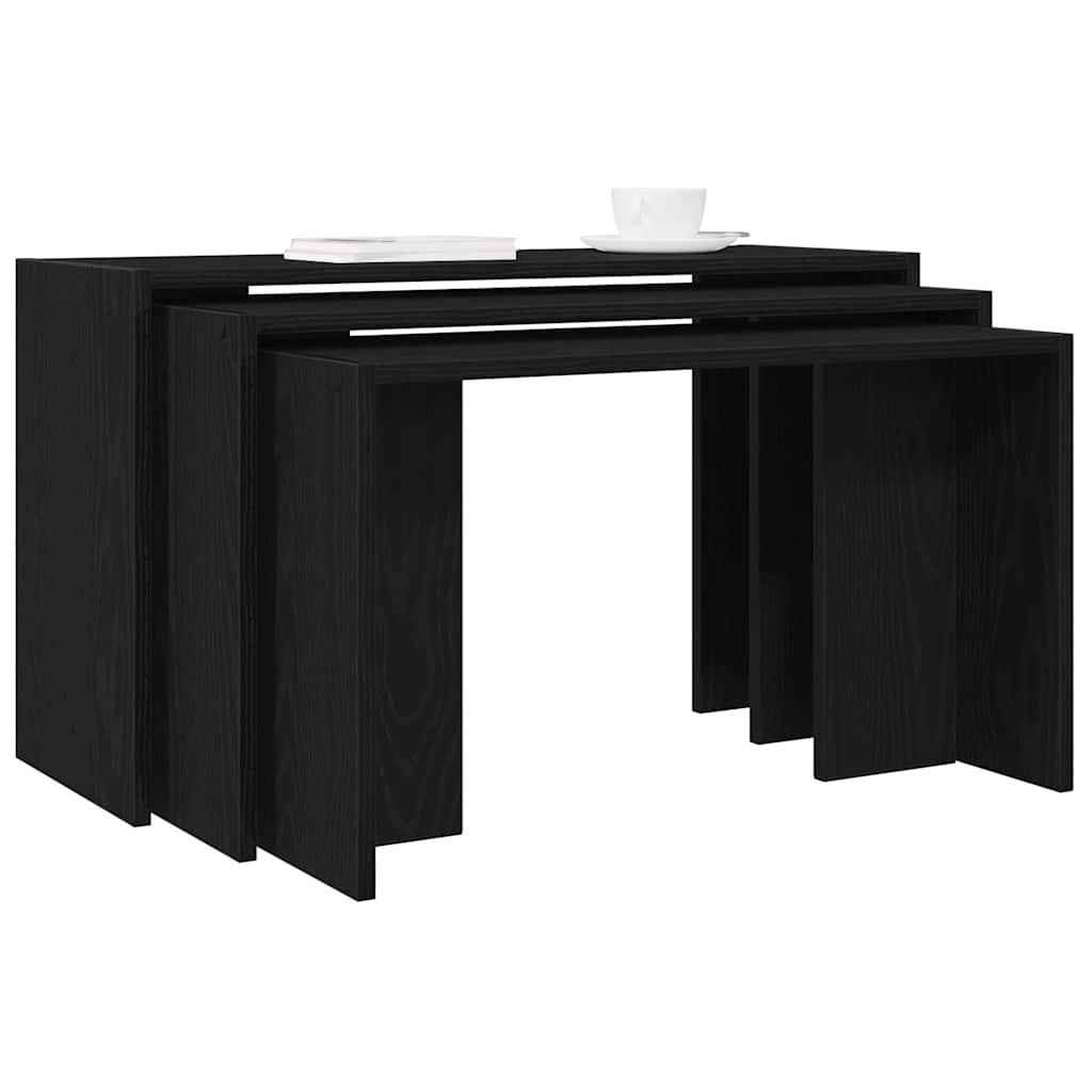 Tables gigognes 3 pcs noir bois d'ingénierie Tables d'appoint vidaXL   