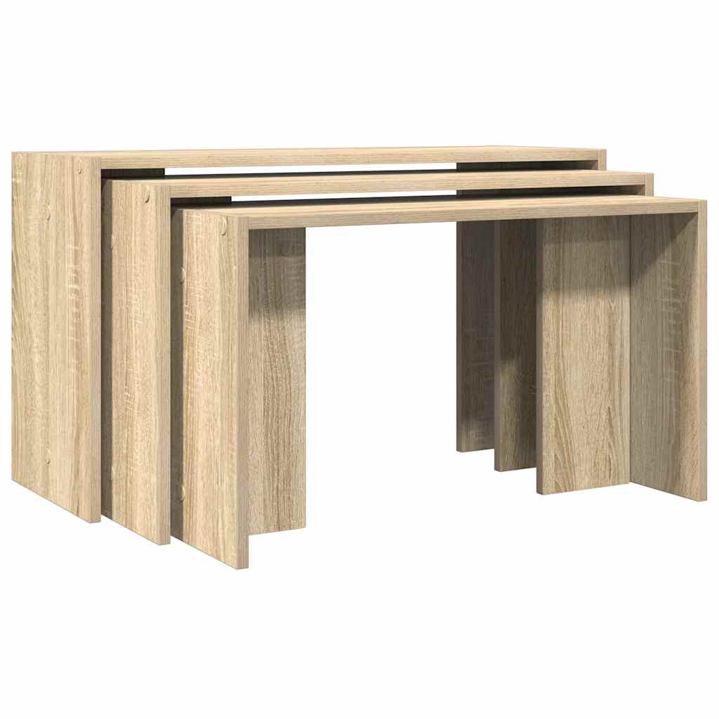 Tables gigognes 3 pcs chêne sonoma bois d'ingénierie Tables d'appoint vidaXL   