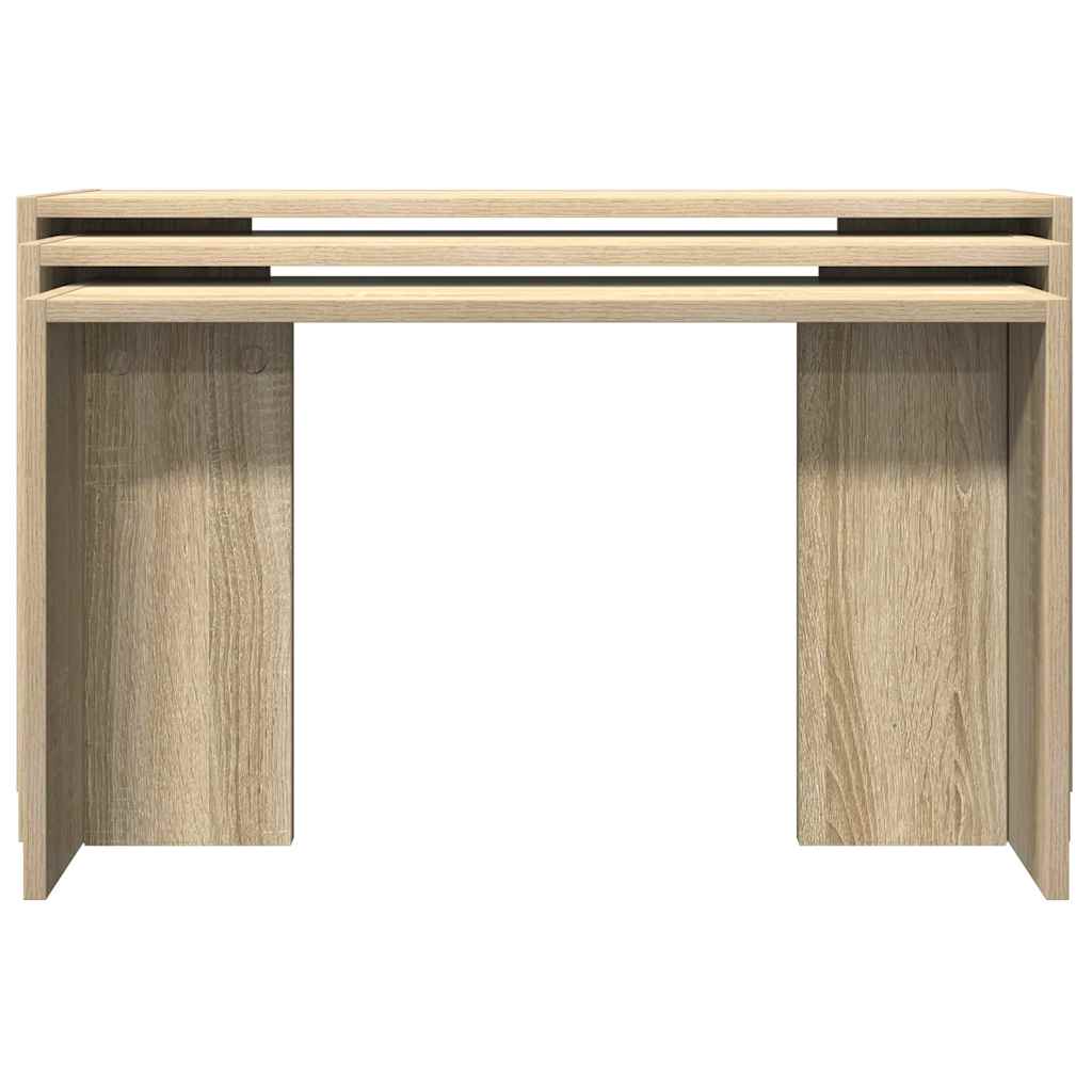 Tables gigognes 3 pcs chêne sonoma bois d'ingénierie Tables d'appoint vidaXL   