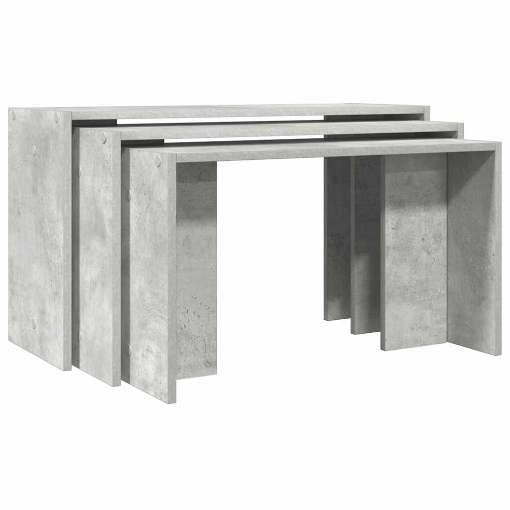 Tables gigognes 3 pcs gris béton bois d'ingénierie Tables d'appoint vidaXL   