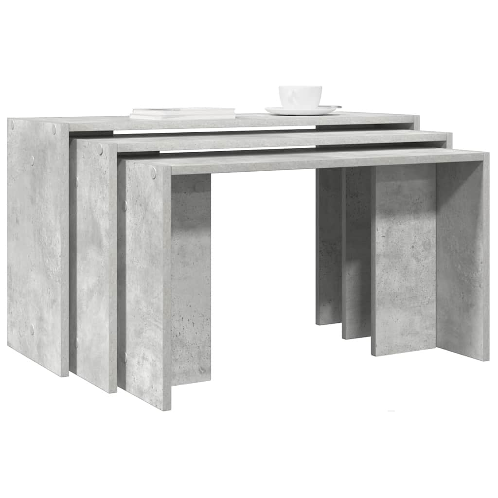 Tables gigognes 3 pcs gris béton bois d'ingénierie Tables d'appoint vidaXL   