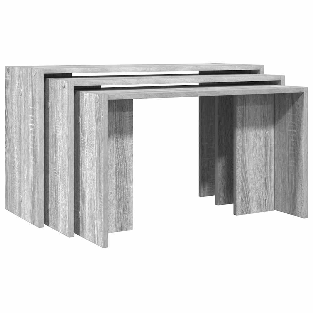 Tables gigognes 3 pcs sonoma gris bois d'ingénierie Tables d'appoint vidaXL   