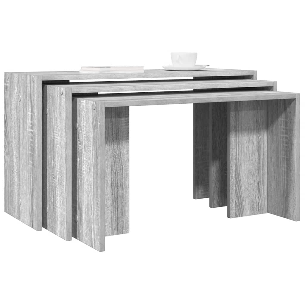 Tables gigognes 3 pcs sonoma gris bois d'ingénierie Tables d'appoint vidaXL   