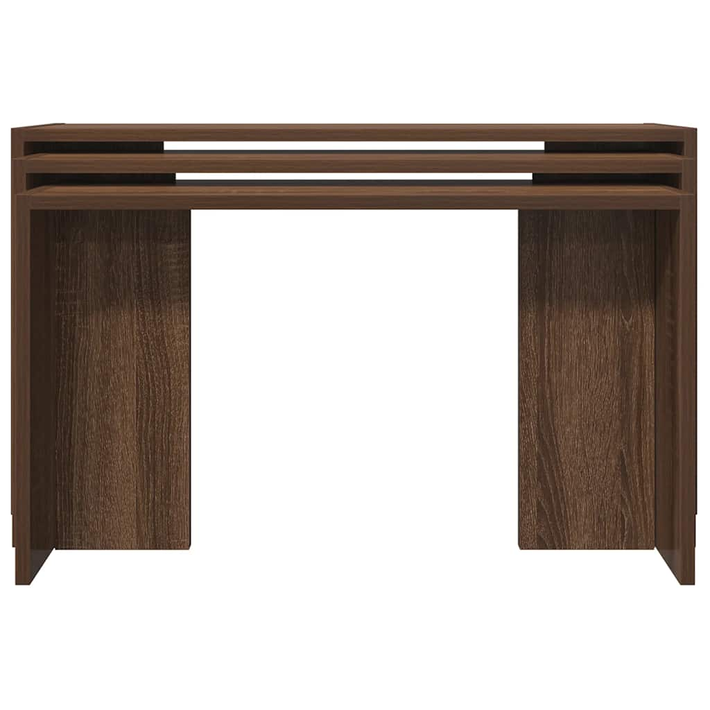 Tables gigognes 3 pcs chêne marron bois d'ingénierie Tables d'appoint vidaXL   