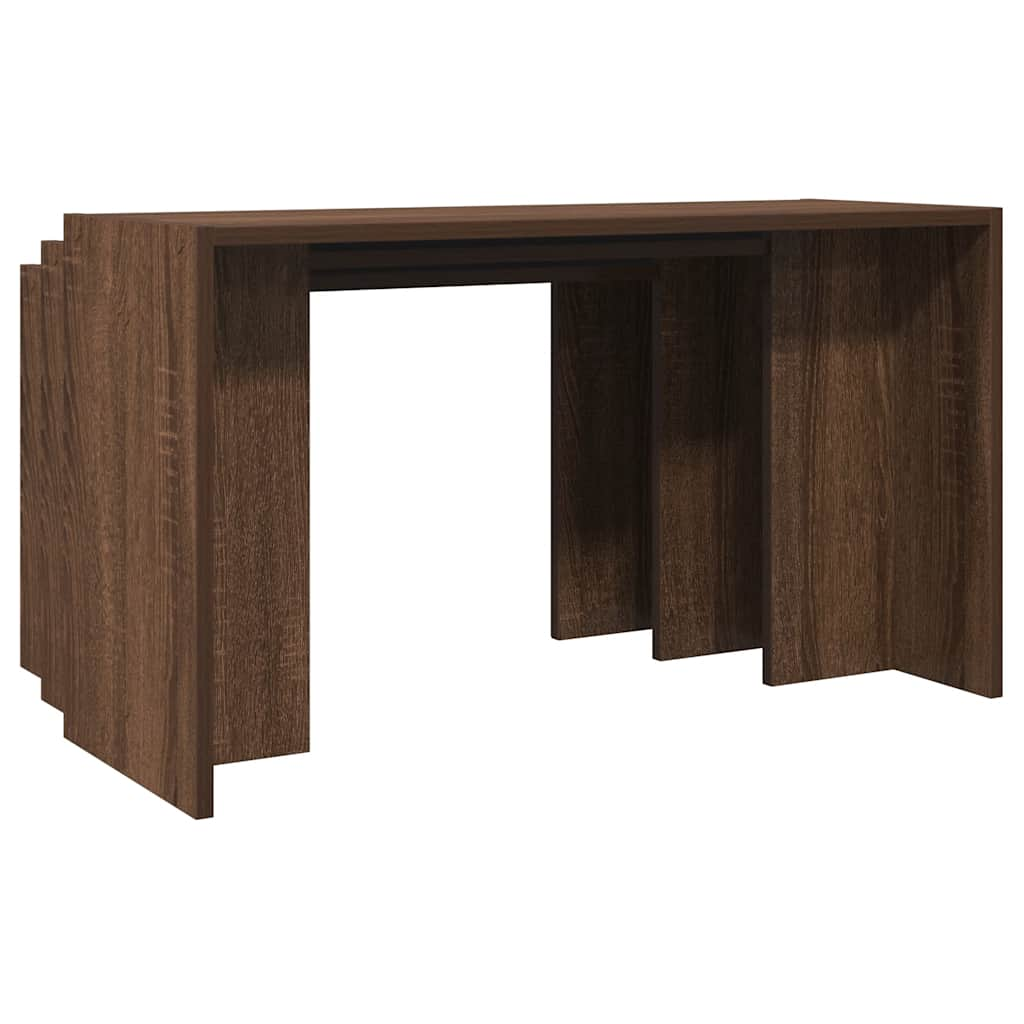 Tables gigognes 3 pcs chêne marron bois d'ingénierie Tables d'appoint vidaXL   